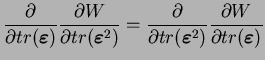 $\displaystyle \frac{\partial}{\partial tr(\boldsymbol{\varepsilon})}
\frac{\pa...
...mbol{\varepsilon}^3)}
\frac{\partial W}{\partial tr(\boldsymbol{\varepsilon})}$