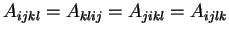 $\displaystyle A_{ijkl} = A_{klij} = A_{jikl} = A_{ijlk}
$