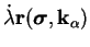 $\displaystyle \dot{\lambda} \textrm{\textbf{r}}( \boldsymbol \sigma, \textrm{\textbf{k}}_\alpha)$